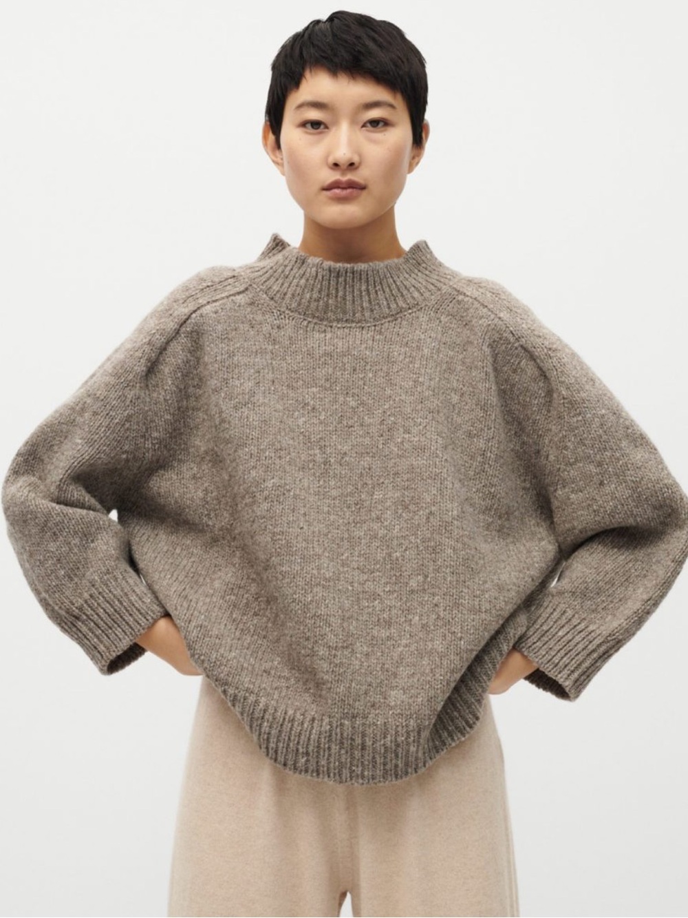 Babaa Taupe/Brown Heavy Ribbed Turtleneck Sweater no51 dark mist